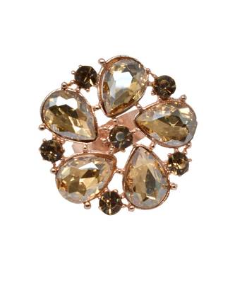 Gold Tone Crystal Shine Golden Partywear Circular Shape Adjustable Finger Ring For Women And Girl 1