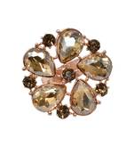 Gold Tone Crystal Shine Golden Partywear Circular Shape Adjustable Finger Ring For Women And Girl