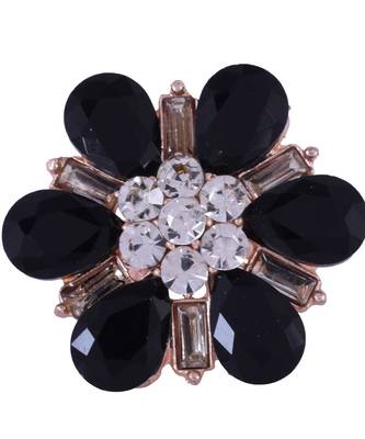 Steorra Jewels Wedding Style Kundan Studded Classic Cocktail Black Adjustable Ring For Girls And Women 1