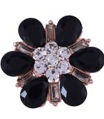 Steorra Jewels Wedding Style Kundan Studded Classic Cocktail Black Adjustable Ring For Girls And Women