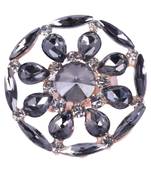 Steorra Jewels Traditional Ethnic Bollywood Style Black Cocktail Finger Adjustable Ring