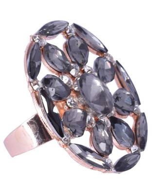 Steorra Jewels Traditional Ethnic Bollywood Style Black Cocktail Finger Adjustable Ring 2