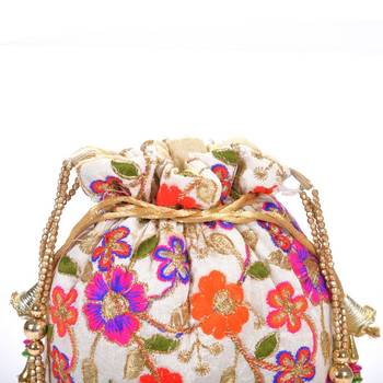 LeeRooy Indian Handicraft Multicolor Women's Silk Ethnic Rajasthani Potli Bag 3