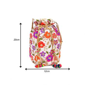 LeeRooy Indian Handicraft Multicolor Women's Silk Ethnic Rajasthani Potli Bag 4