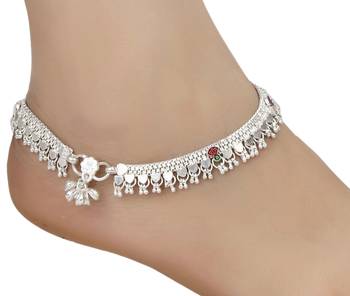 Silver Plated Indian Traditional Ethnic Fancy Anklets 3