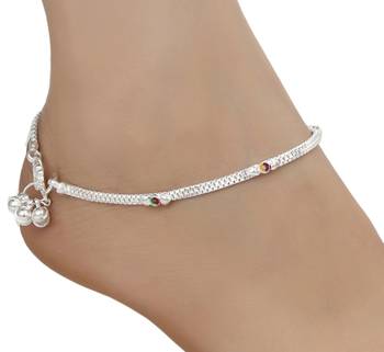 Silver Plated Indian Traditional Ethnic Fancy Anklets 3