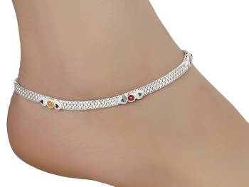 Silver Plated Indian Traditional Ethnic Fancy Anklets 3