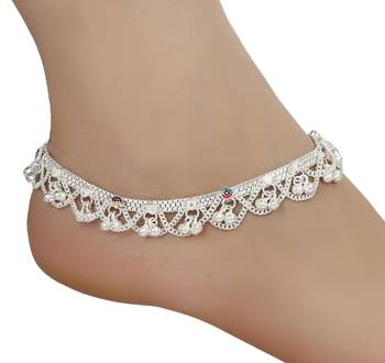 Silver Plated Indian Traditional Ethnic Fancy Anklets 3