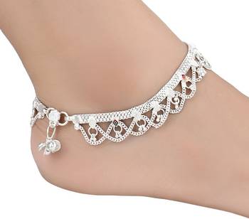 Silver Plated Indian Traditional Ethnic Fancy Anklets 3