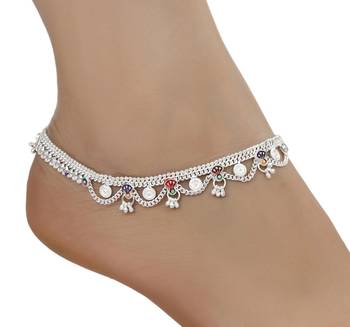 Silver Plated Indian Traditional Ethnic Fancy Anklets 3