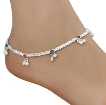 Silver Plated Indian Traditional Ethnic Fancy Anklets 3
