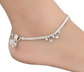 Silver Plated Indian Traditional Ethnic Fancy Anklets 3