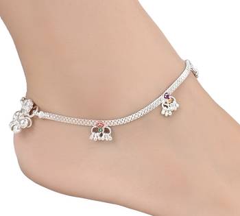 Silver Plated Indian Traditional Ethnic Fancy Anklets 3
