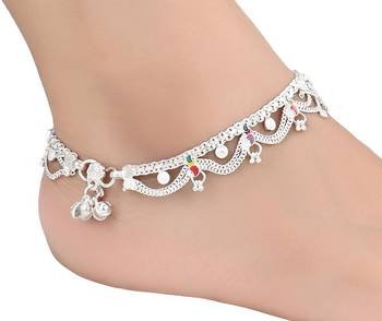 Silver Plated Indian Traditional Ethnic Fancy Anklets 3