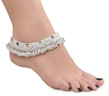 Silver Plated Indian Traditional Ethnic Fancy Anklets 2