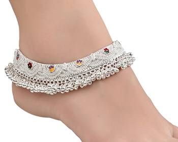 Silver Plated Indian Traditional Ethnic Fancy Anklets 3