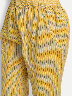 Yellow cotton Printed Kurta set 6