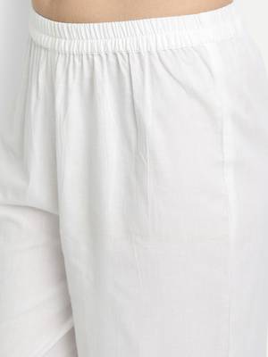 White Printed Kurta With Solid White Palazzo Pants 6