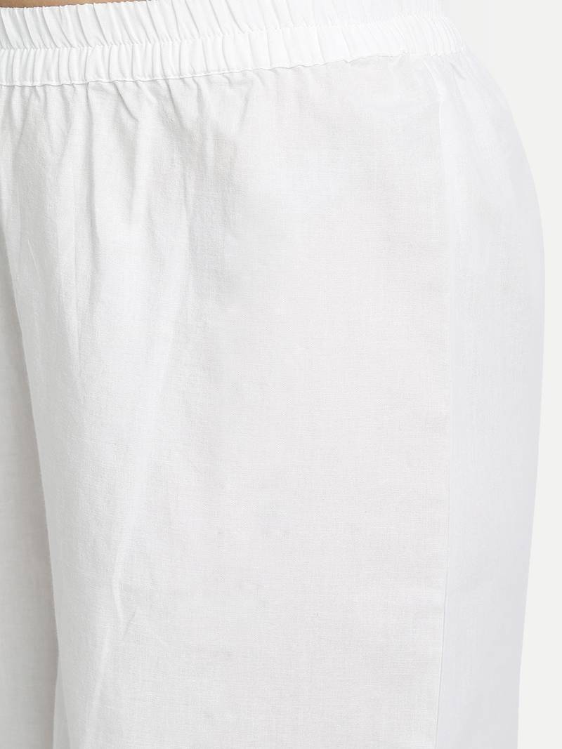 Sage Blue Printed Kurta With White Solid Palazzo