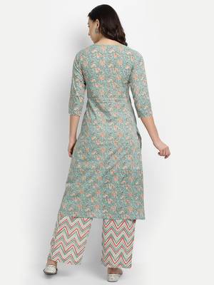 Jaal Printed Kurta With Zigzag Printed Palazzo Pants 2