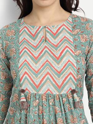 Jaal Printed Kurta With Zigzag Printed Palazzo Pants 5