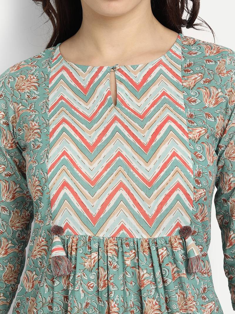 Jaal Printed Kurta With Zigzag Printed Palazzo Pants