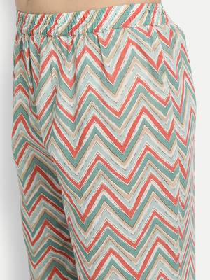 Jaal Printed Kurta With Zigzag Printed Palazzo Pants 6