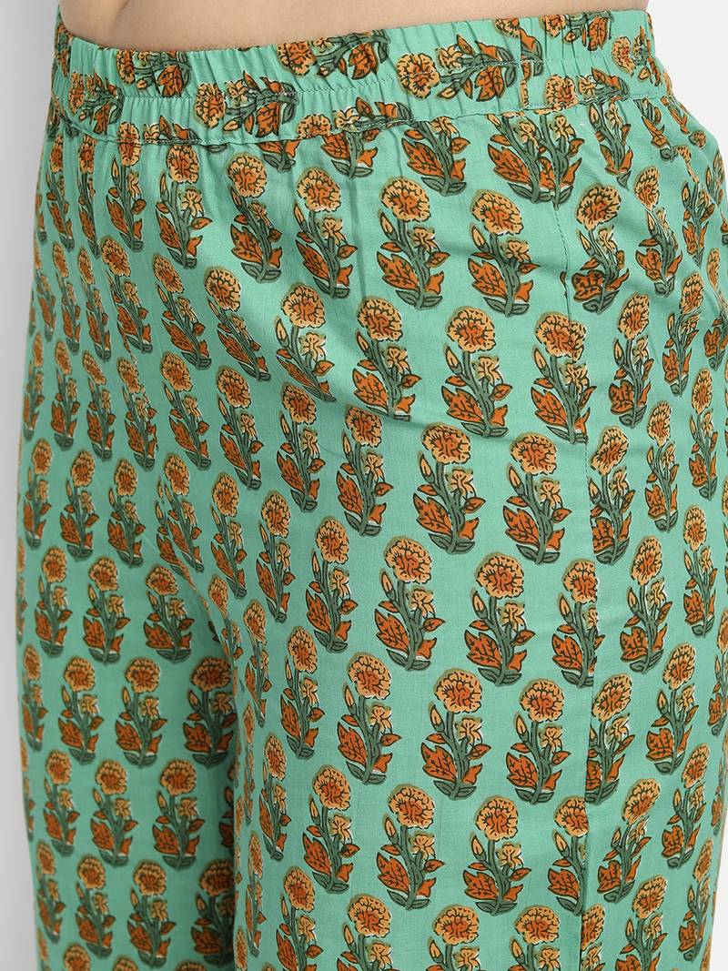 Green Printed Kurta Set