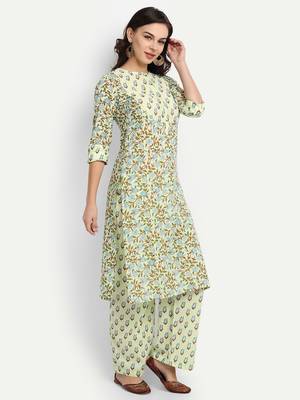 Mint Green Printed Kurta Set 3