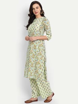 Mint Green Printed Kurta Set 4