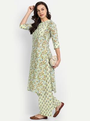 Mint Green Printed Kurta Set 7