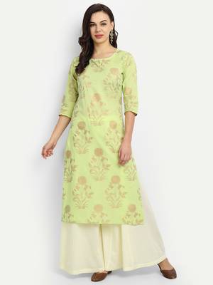 Light Green Kurta With Off White Palazzo 1