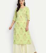 Light Green Kurta With Off White Palazzo