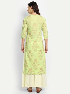 Light Green Kurta With Off White Palazzo 2