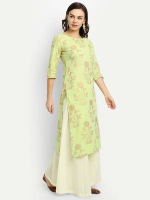 Light Green Kurta With Off White Palazzo 3