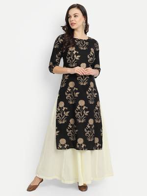 Black Kurta With Off White Palazzo 1
