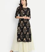 Black Kurta With Off White Palazzo