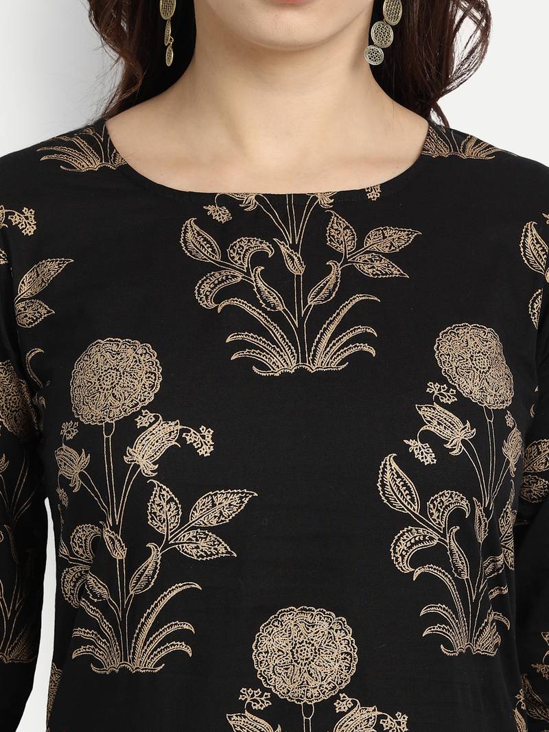 Black Kurta With Off White Palazzo