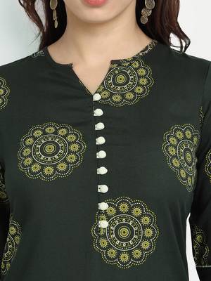 Olive Green Printed Kurta Set 5