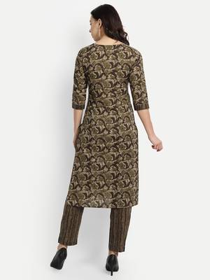 Mehendi Green Printed Kurta Set 2