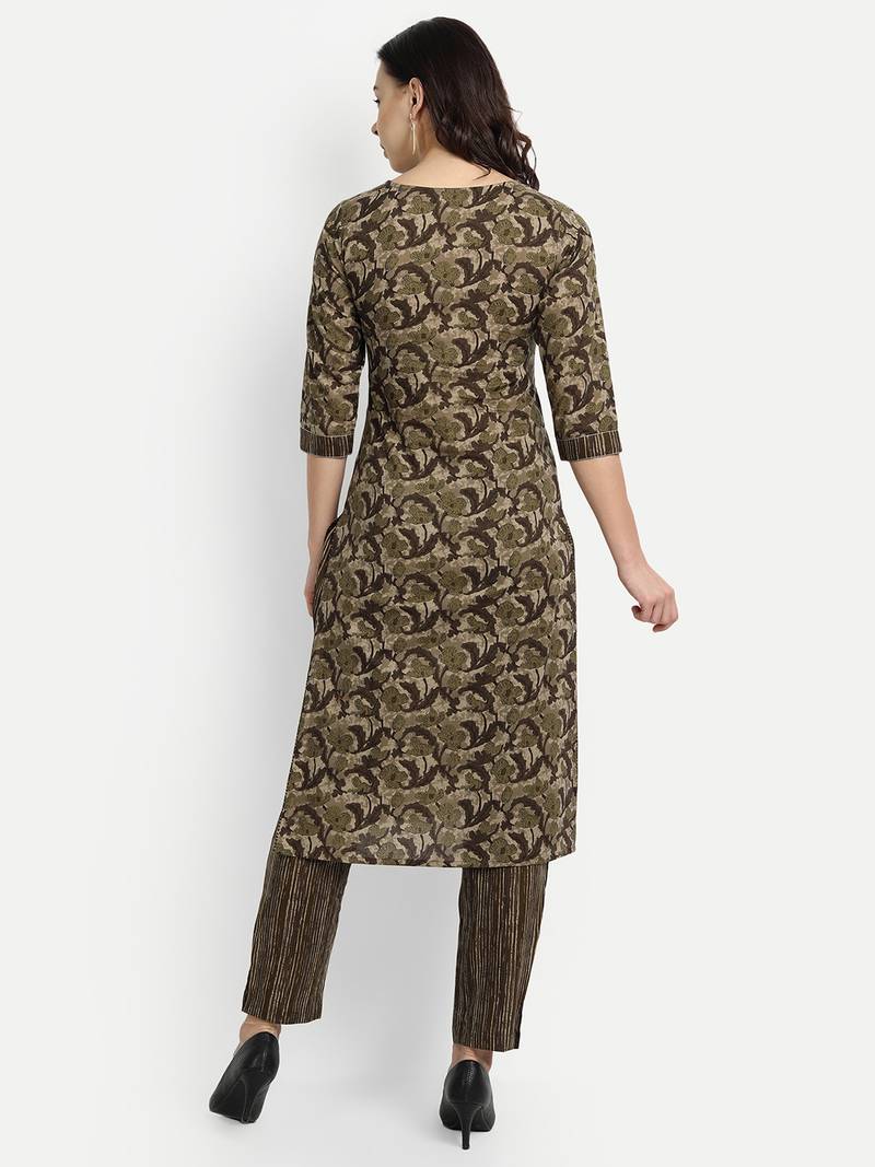 Mehendi Green Printed Kurta Set