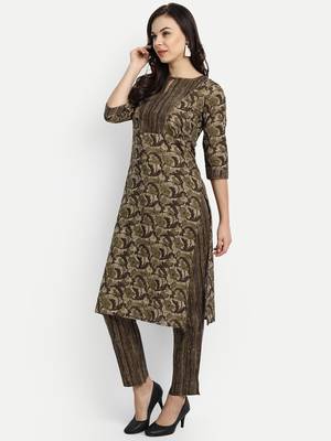 Mehendi Green Printed Kurta Set 4