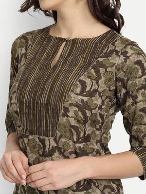 Mehendi Green Printed Kurta Set 5