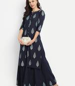 Navy Blue Printed Kurta Set
