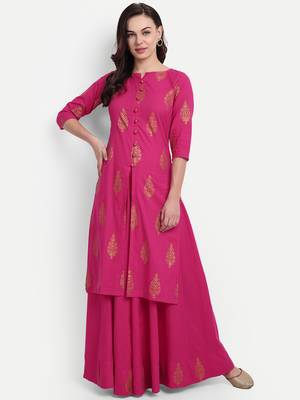 Pink Printed  Kurta Set 1