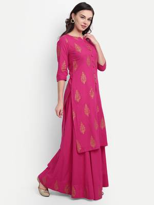 Pink Printed  Kurta Set 3