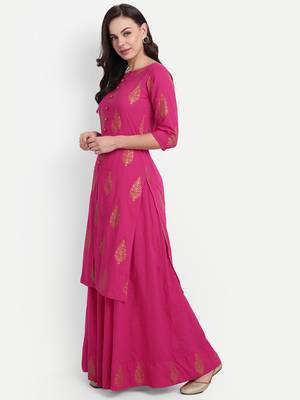 Pink Printed  Kurta Set 4