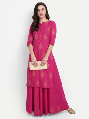 Pink Printed  Kurta Set 7