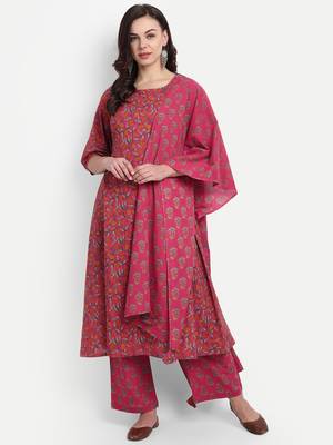 Pink Printed Kurta Set With Dupatta 1