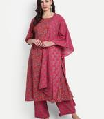 Pink Printed Kurta Set With Dupatta